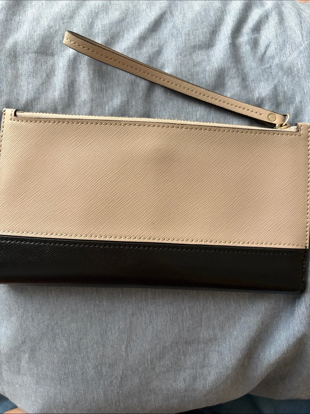 kate spade Two-Tone Beige and Black Wristlet Wallet